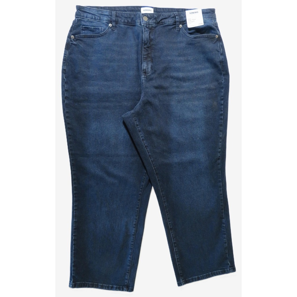 NWT Sonoma Plus Size 20W High Rise Curvy Straight Jeans Dark Wash Stretch